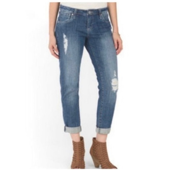Kut from the Kloth Womens Celine Slouchy Boyfriend Jeans 6 Blue Distressed - Picture 1 of 11
